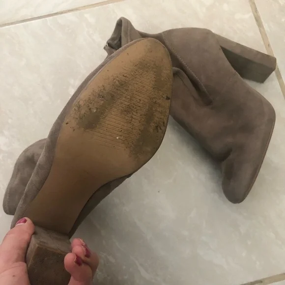 Steve Madden Edit Taupe Suede High Heel Mid-Calf Boots Size 8 - Picture 6 of 8